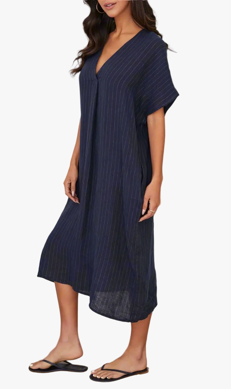 Linen Pinstripe Kaftan