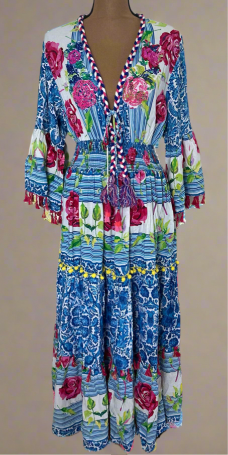 Amalfi Long Sleeve V-Neck Dress