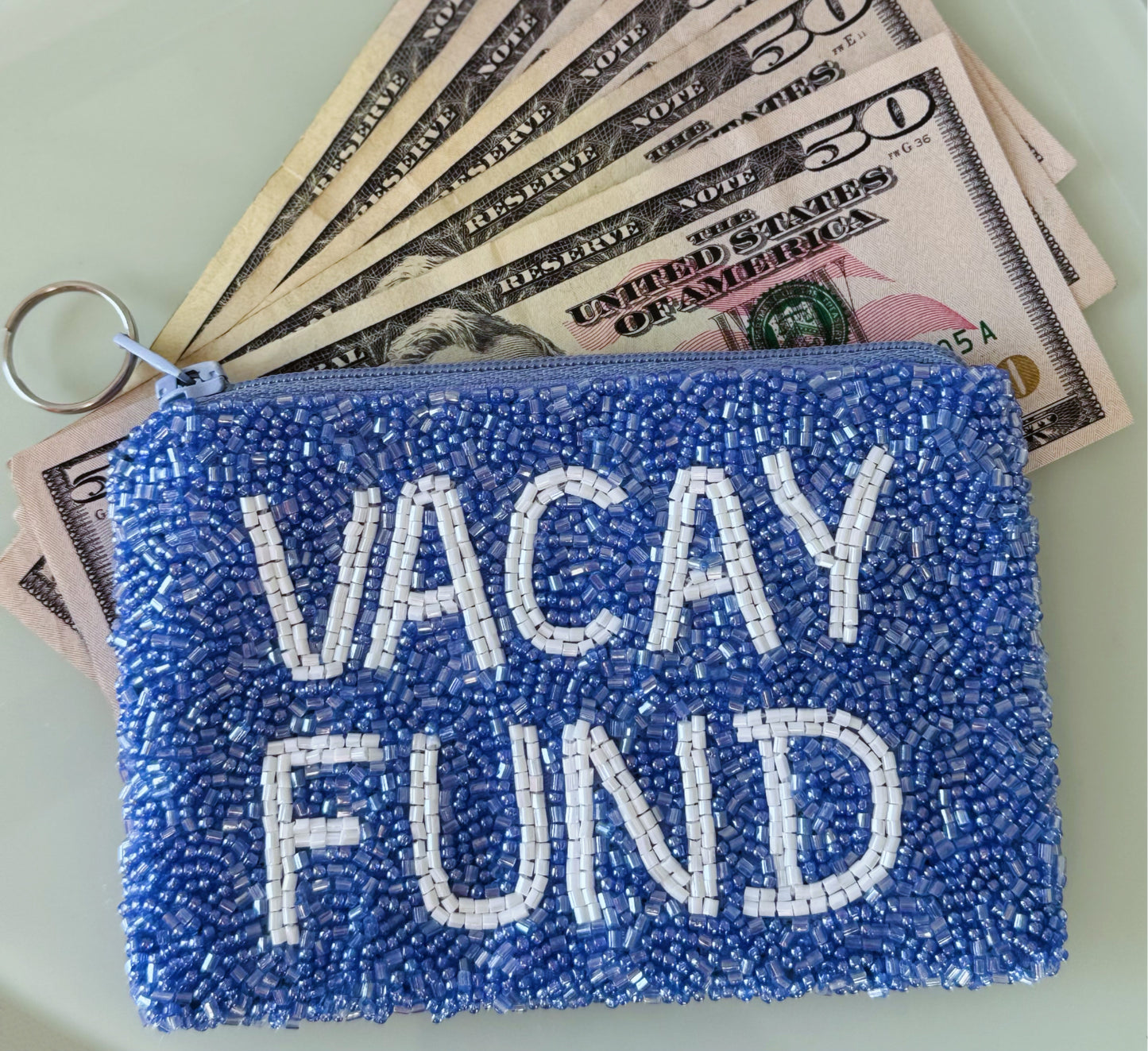 Vacay Fund Beaded Coin Purse