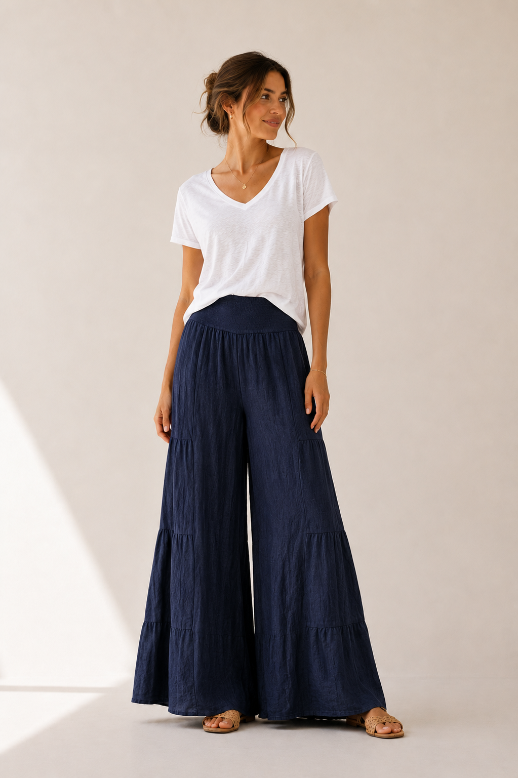 Linen V-Neck Short Sleeve T-Shirt