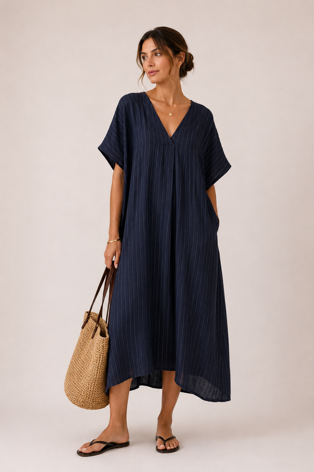 Linen Pinstripe Kaftan