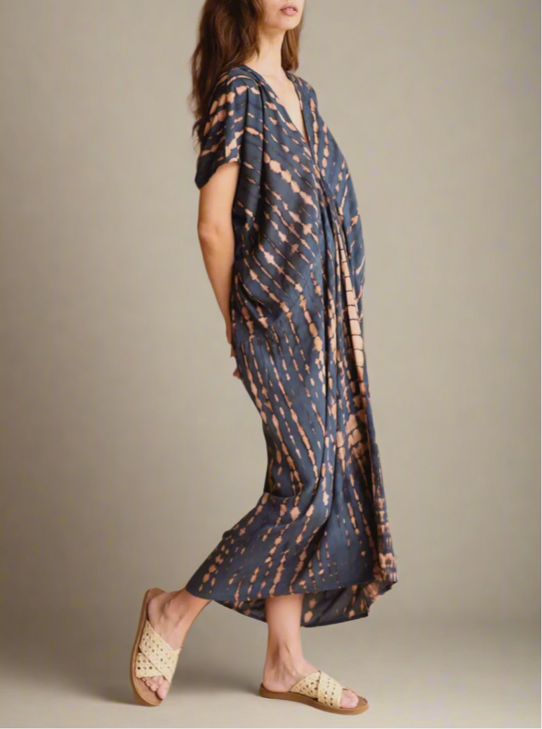 Madella Hand Dyed Kaftan in Deep Sea Blue