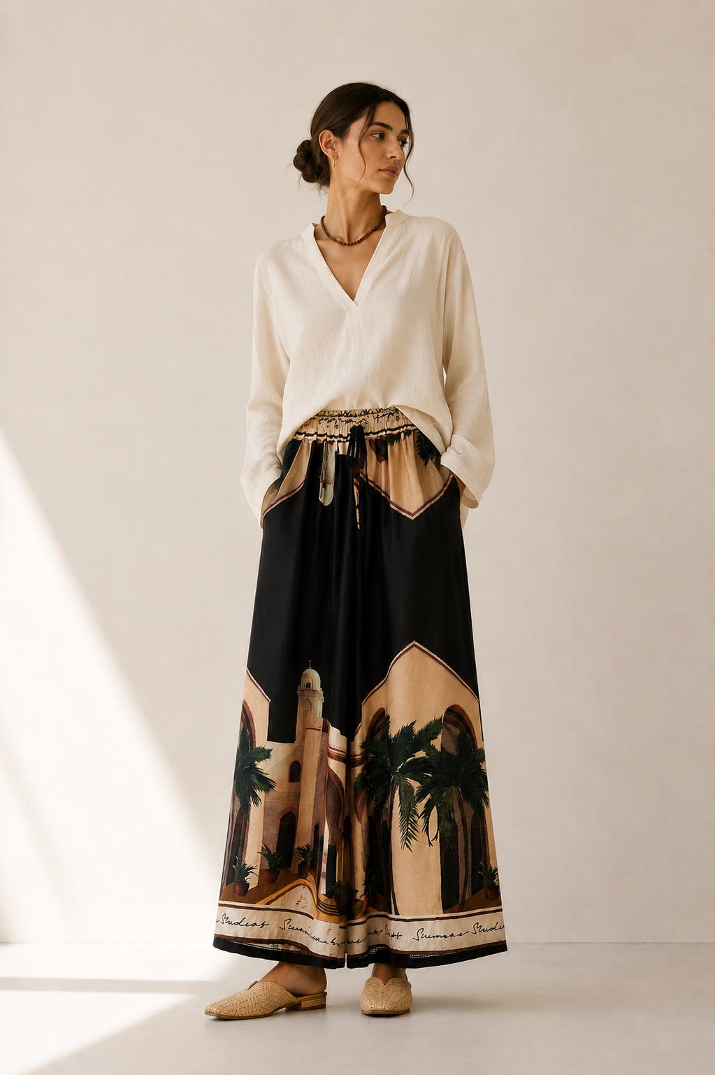 Mediterranean Oasis Palazzo Pants
