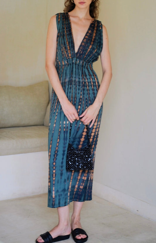 Clara Maxi Slip Dress in Deep Sea Blue