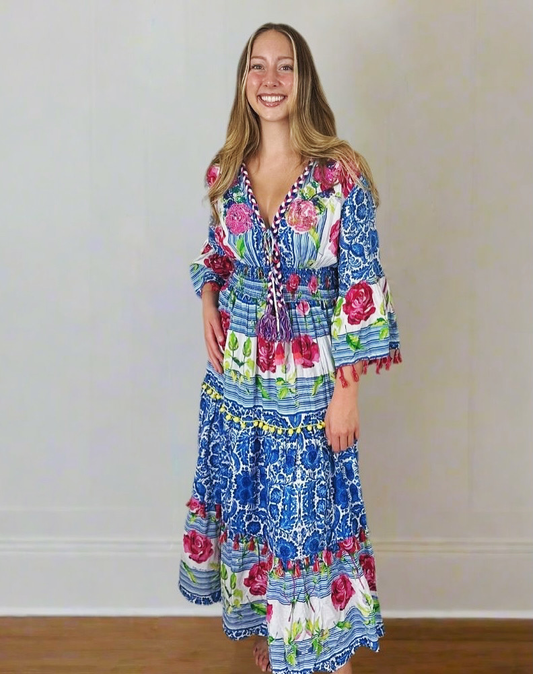 Amalfi Long Sleeve V-Neck Dress
