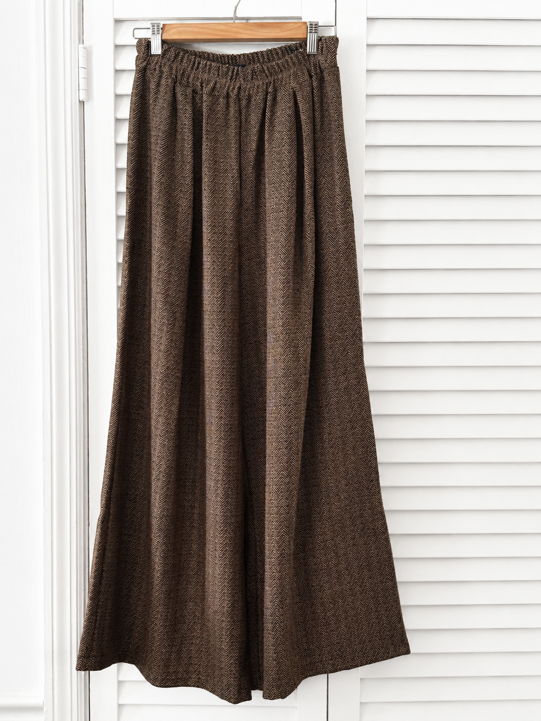Herringbone Palazzo Pants - Tobacco