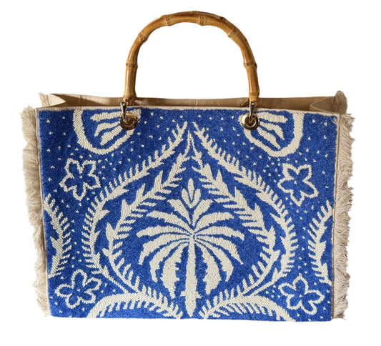 Fan Palm Bamboo Handled Tote