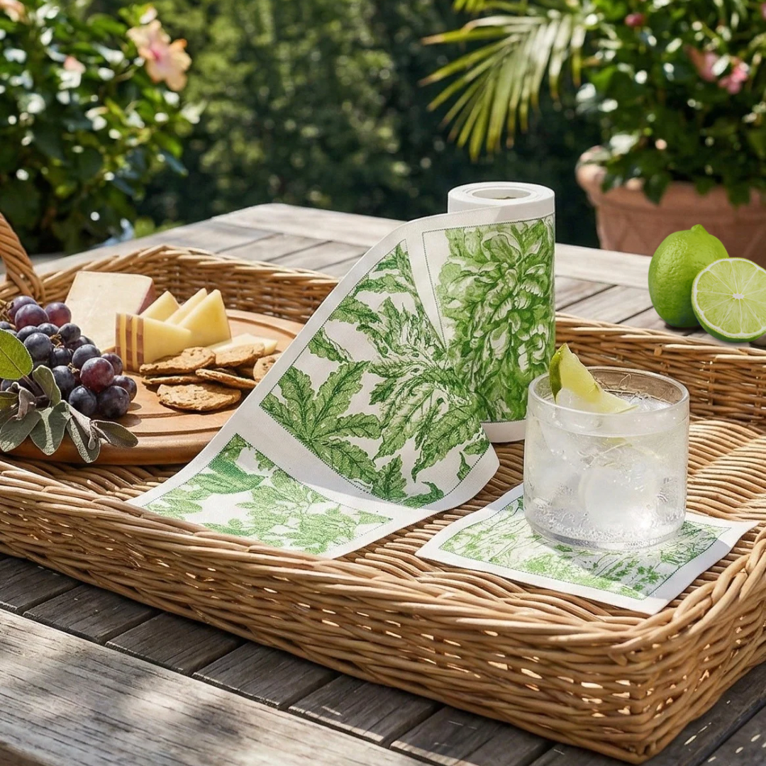 Botanicals Verde Cocktail Napkin Roll