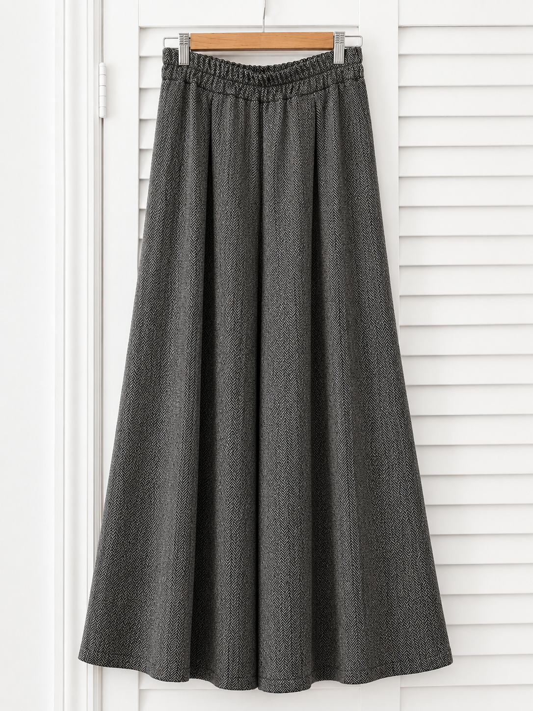 Herringbone Palazzo Pants - Charcoal