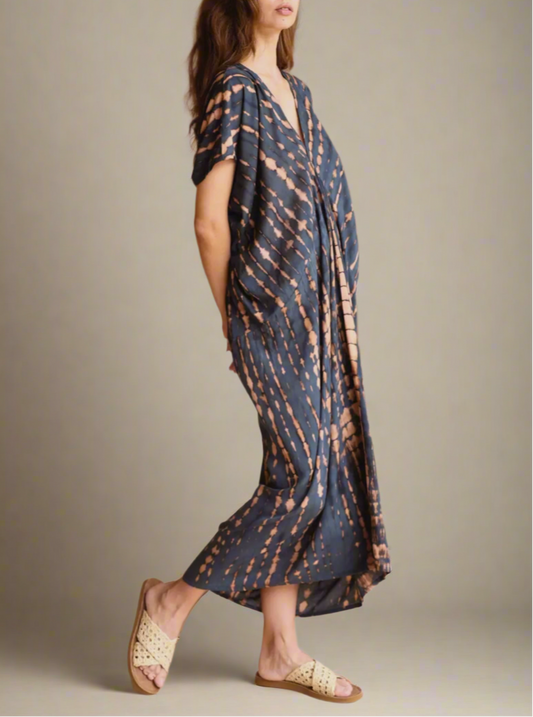 Madella Hand Dyed Kaftan in Deep Sea Blue