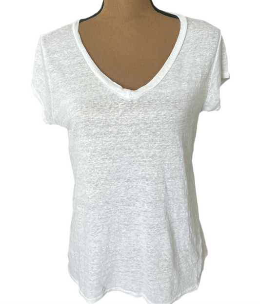 Linen Slub V-Neck Short Sleeve T-Shirt