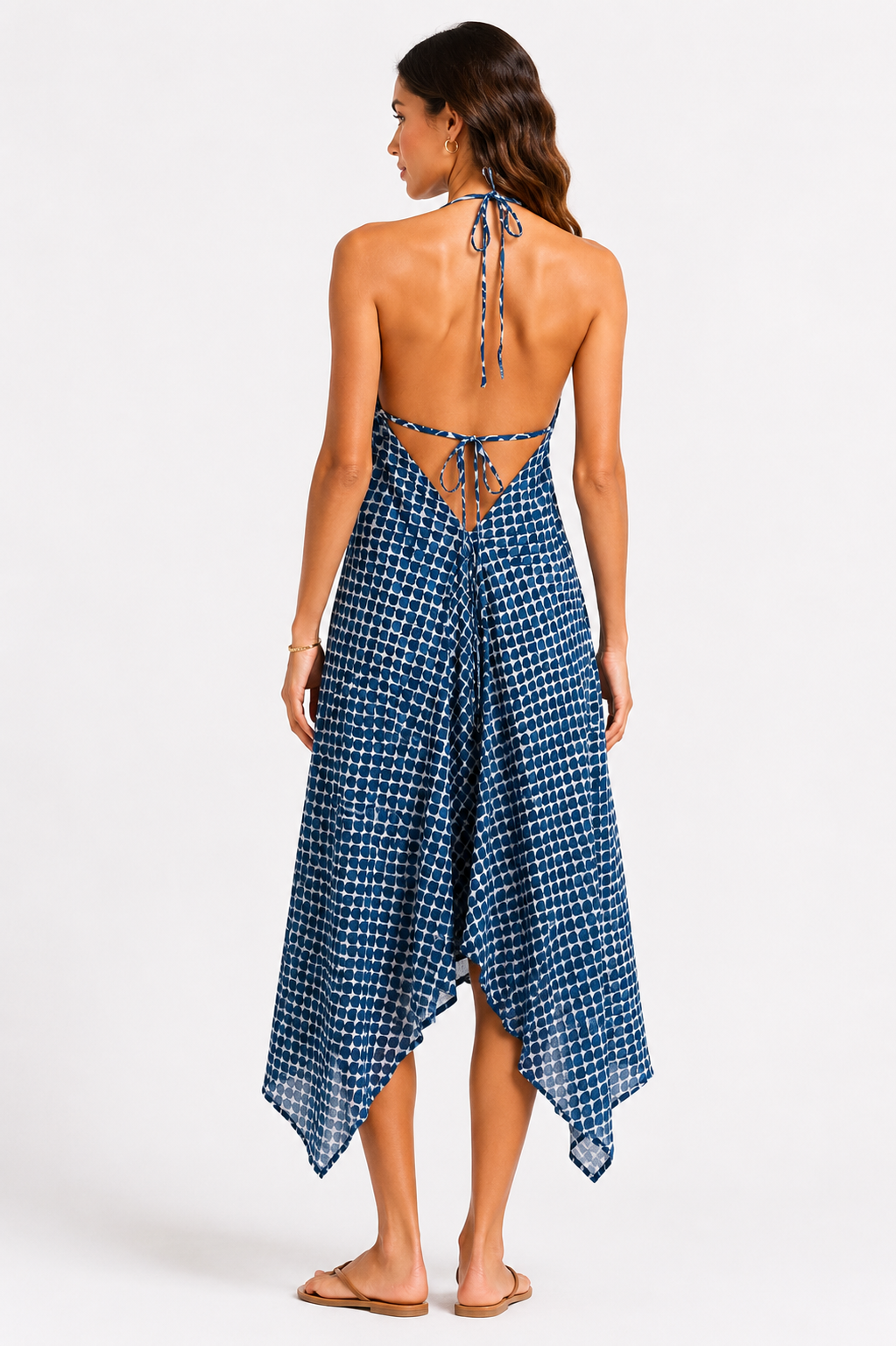 Indigo Scales Halter Dress