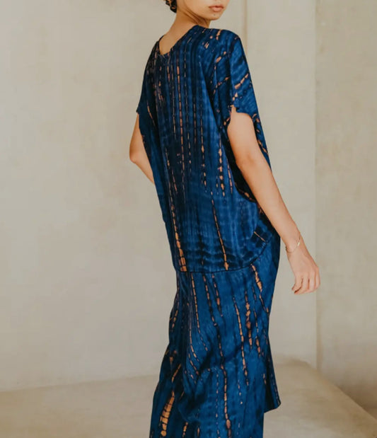 Madella Hand Dyed Kaftan in Ocean Blue